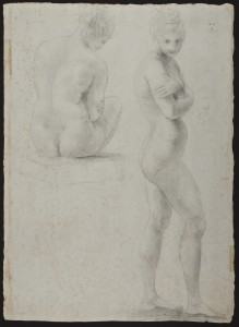 Due figure femminili nude, di schiena; l'altra andante di profilo con braccia incrociate al petto Bassano del Grappa, Museo-Biblioteca-Archivio, inv. A 9.9